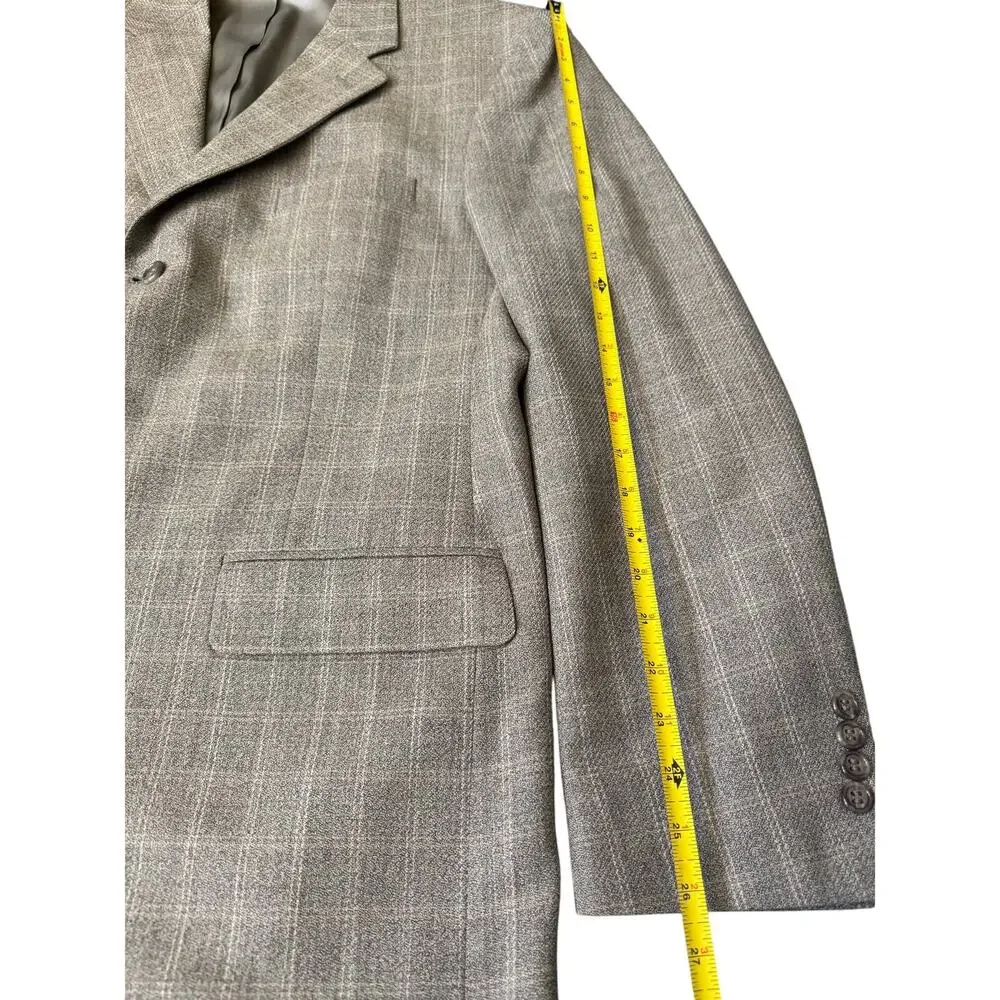 Vintage Lord & Taylor Men’s 44L Blazer – Wool Windowpane Check, Made in USA
